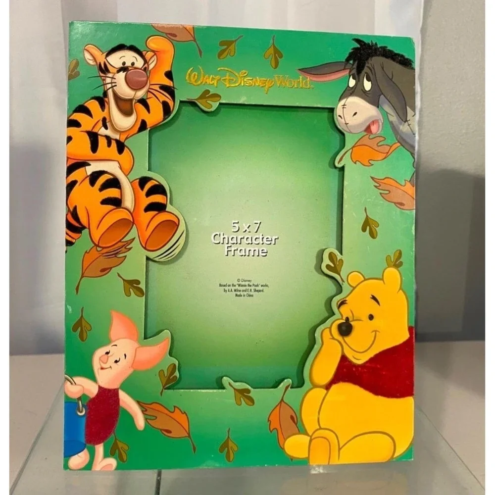 Walt Disney World Winnie the Pooh Tigger Piglet Eeyore 5x7 Photo Frame Vintage